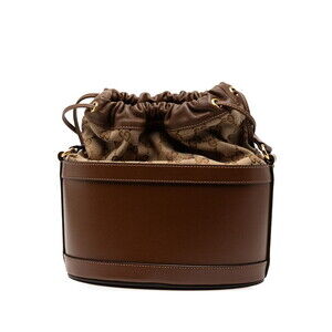 Gucci Bag Canvas Brown Shoulder Bucket Leather Horsebit GG